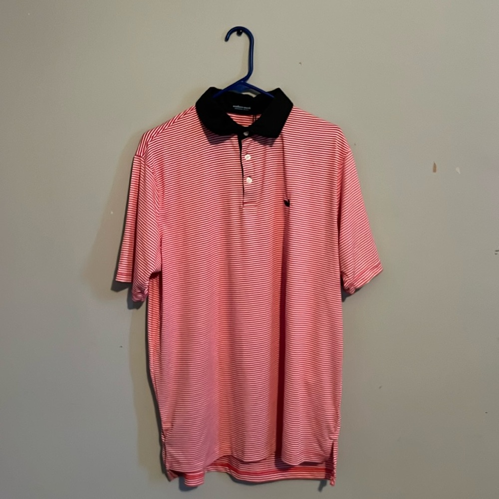 Southern Marsh Medium Red and White striped polo